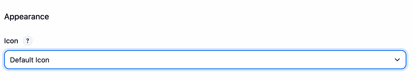 Appearance section in Jenkins configuration page for organization folder, showing icon field with 'Custom Folder Icon' option selected. This section includes an option to choose an image file for the icon, along with an Apply button to save your changes.